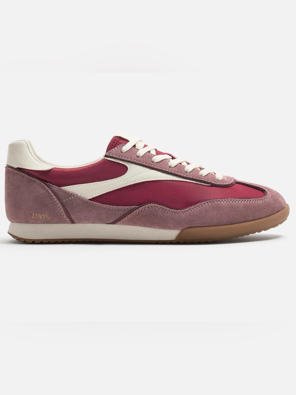 Zara Men's Maroon And Cream Sneakers